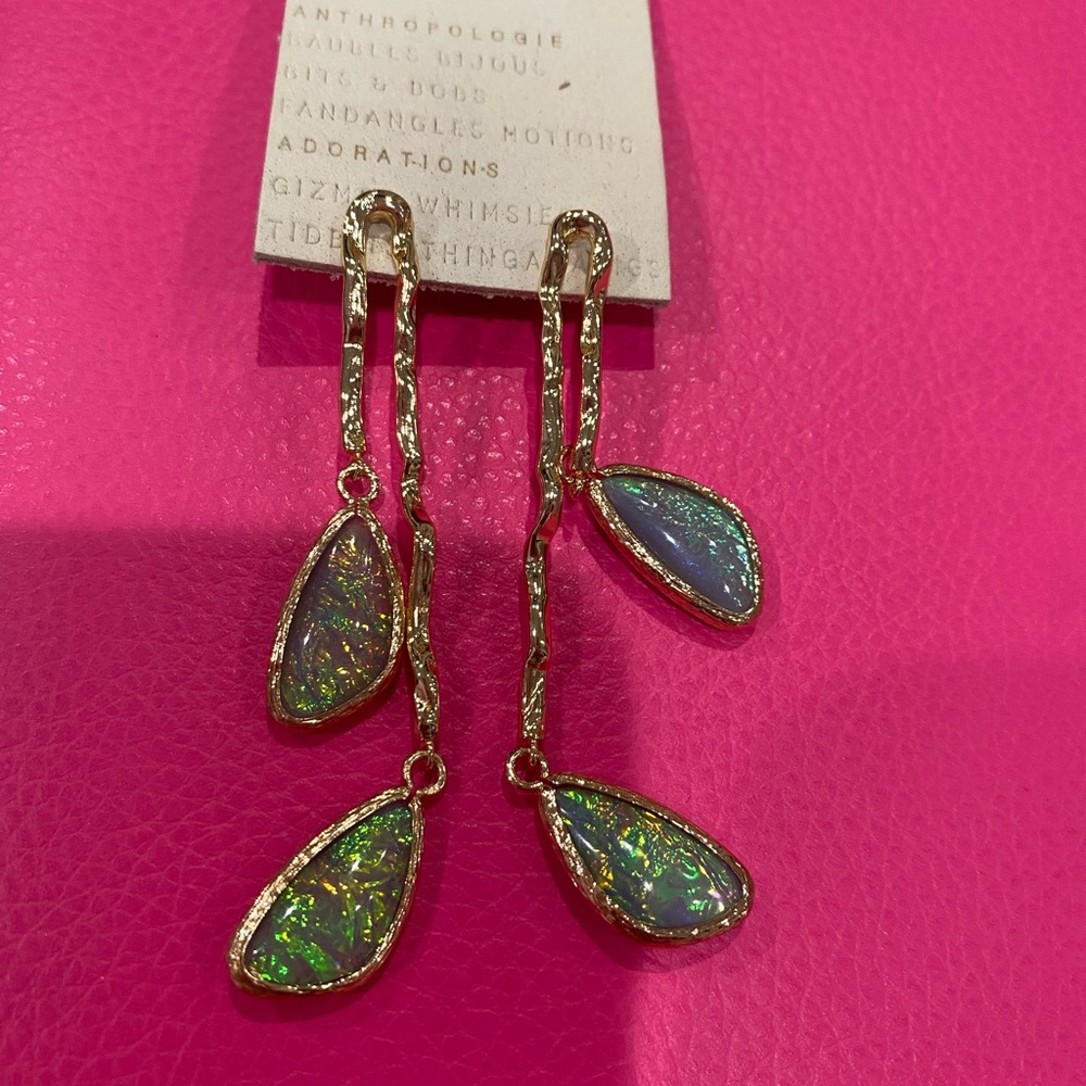 Anthropologie Iridescent Teardrop Earrings